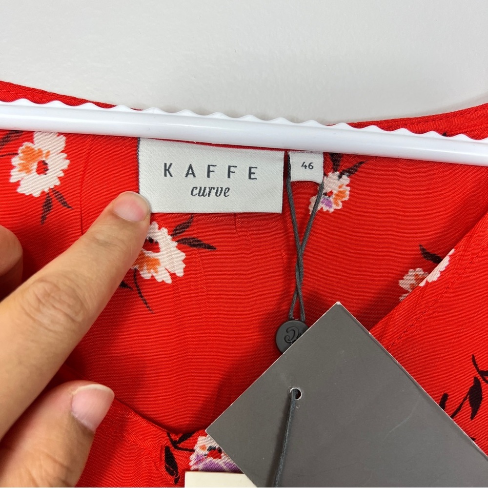 Kaffe Curve Plus Size KColly Red Floral midi Dress women size - Picture 12 of 15